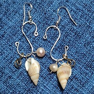 Silver Earrings with Sea Shells